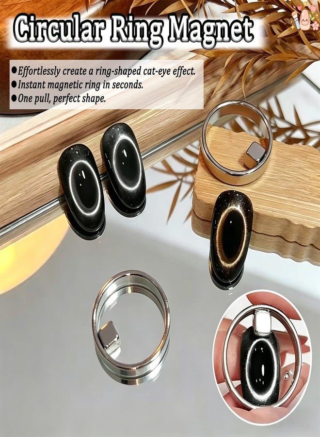 PMDYBY New Ring-Shaped Cat Eye Magnet for Nails, Hollow Cat Eye Magnet, Cat Eye Magnet Ring, Y & Rings Magnet(Wide Beam, Heart, French), Portable Hollow Circular Cat Eye for Home Salon DIY Manicure (1 Set) - Image 2
