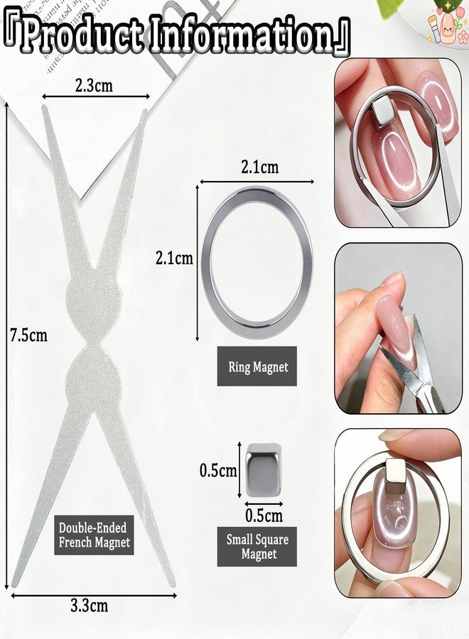 PMDYBY New Ring-Shaped Cat Eye Magnet for Nails, Hollow Cat Eye Magnet, Cat Eye Magnet Ring, Y & Rings Magnet(Wide Beam, Heart, French), Portable Hollow Circular Cat Eye for Home Salon DIY Manicure (1 Set) - Image 4