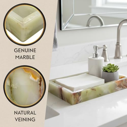 Bey-Berk Ezra Green Onyx Genuine Marble Guest Towel Tray, 9" x 5.75" Bathroom Counter Tray, Luminous Onyx Accent Piece - Image 3