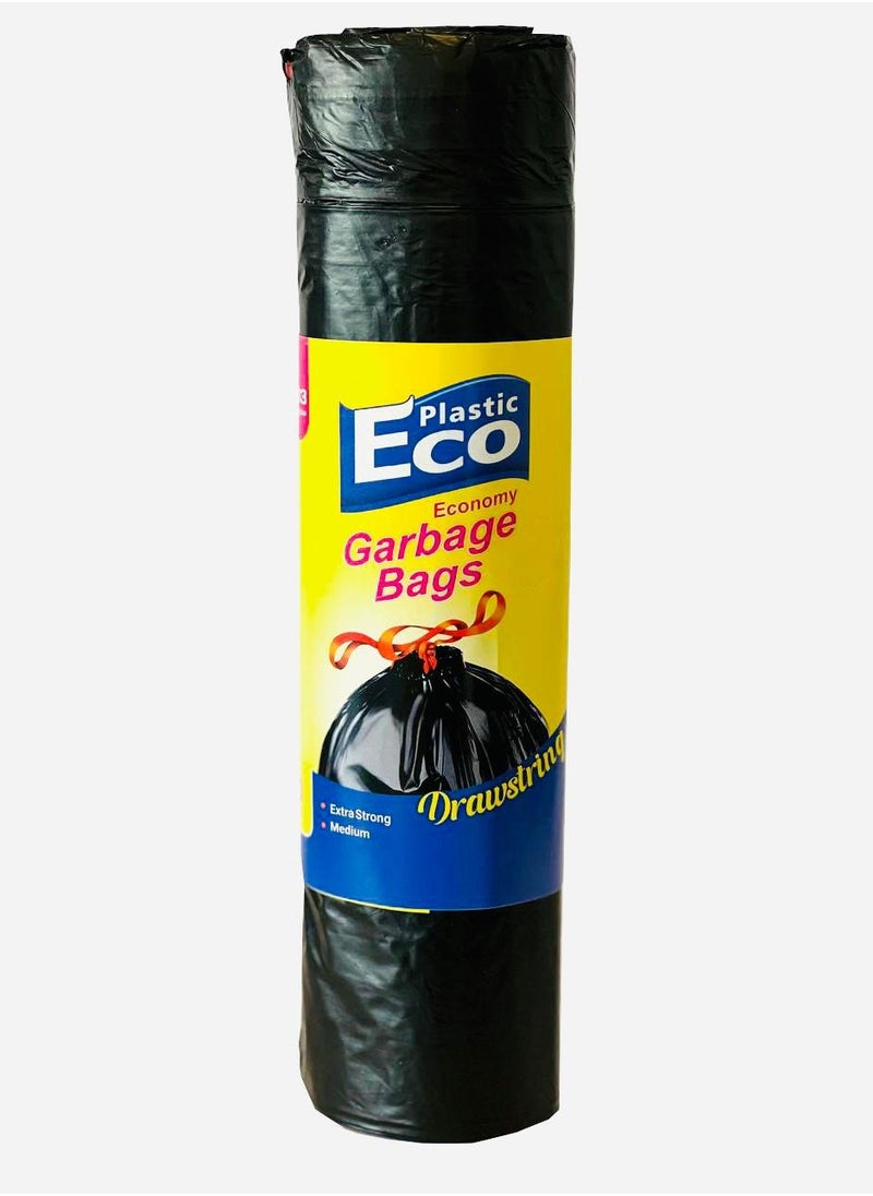 ECO Plastic - 2 Pack Of ECO Plastic Drawstring Garbage Bag 10 pieces Black 75x103cm Extra Strong (M) - Image 1