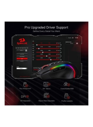 ماوس الألعاب M612 Predator RGB، ماوس ألعاب ضوئي سلكي بدقة 8000 نقطة في البوصة مع 9 أزرار قابلة للبرمجة و5 أوضاع بإضاءة خلفية، يدعم البرنامج زر إطلاق النار السريع لربط المفاتيح بنفسك - view 3