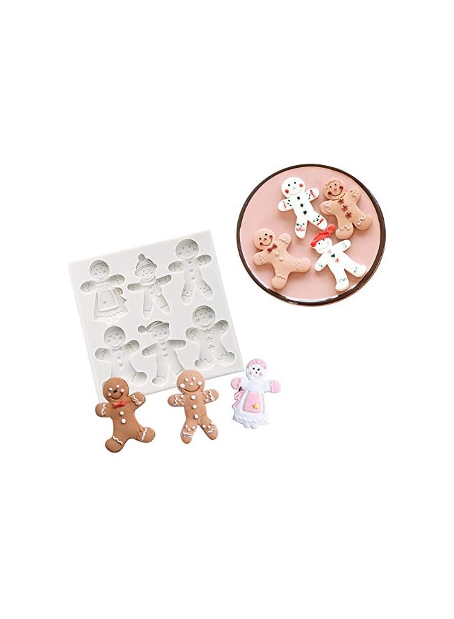 S-TOP Set of 4 Christmas Fondant Molds, Xmas Cake Cupcake Decoration Silicone Chocolate Candy Molds, Christmas Tree/Gingerbread Man/Reindeer/Snowflake/Santa Claus Xmas Decor Resin Clay Molds - Image 5