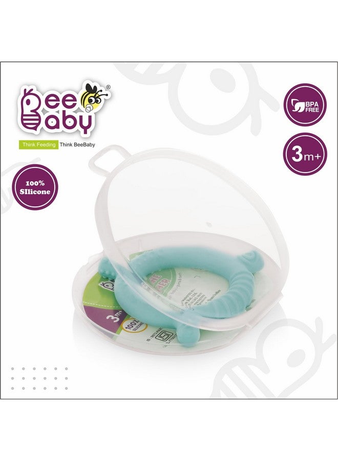 Beebaby Soft Silicone Teether For 3+ Months With Carrying Case, Bpa Free Teething Toy For Babies With Textured Surface For Soothing Gums. 100% Food Grade (Silicone Ring - Pastel Blue) - Image 2
