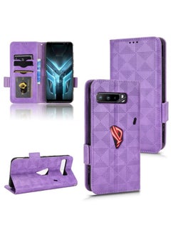 HuHa Case Cover For Asus ROG Phone 3 Strix / 3 ZS661KL Symmetrical Triangle Leather Phone Case Purple 