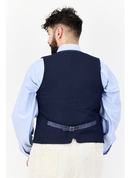 GAS Men Regular Fit Chambray Pattern Vest, Dark Blue  - Image 3