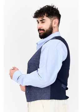 GAS Men Regular Fit Chambray Pattern Vest, Dark Blue  - Image 2
