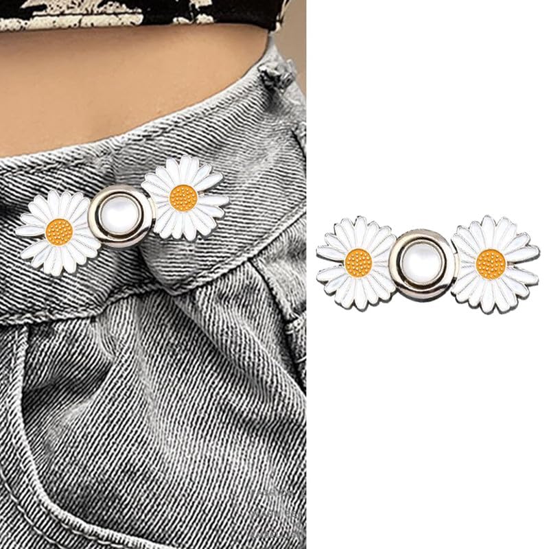 XVIA Adjustable flower Waist Buckle for Loose Jeans Pants flower jean button buckle waist - Image 3