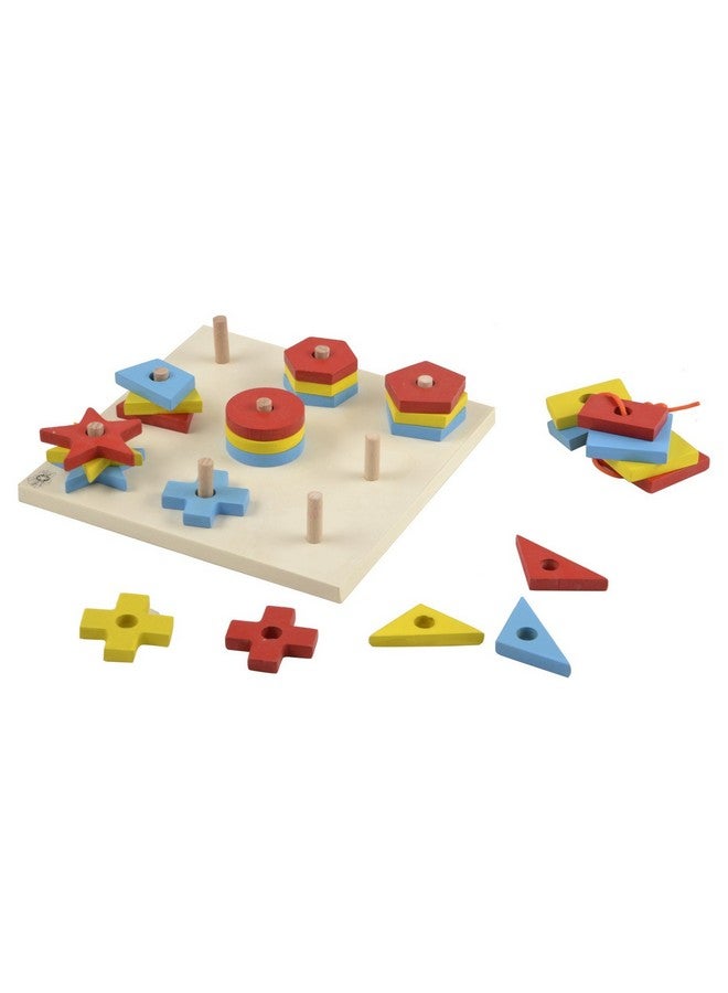SkilloFun Wooden Geometric Shape Sorter, Non-Toxic Wooden Geometric Shape Sorting Puzzle - Encourages fine Motor Skills, Cognitive Development, and Color/Shape Recognition | 27 Pieces, 2+ Year - Image 3