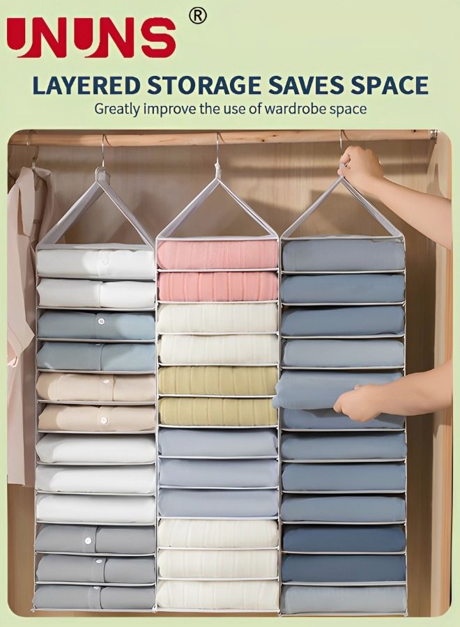 UNUNS Hanging Closet Organizers And Storage,12-Shelf Closet Hanging Storage Shelves,Clothes Organizer,Trouser Hanger Pants,Grey  - Image 2