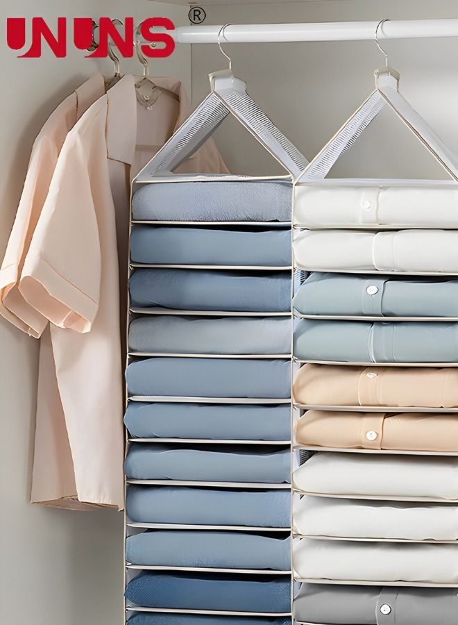 UNUNS Hanging Closet Organizers And Storage,12-Shelf Closet Hanging Storage Shelves,Clothes Organizer,Trouser Hanger Pants,Grey  - Image 3