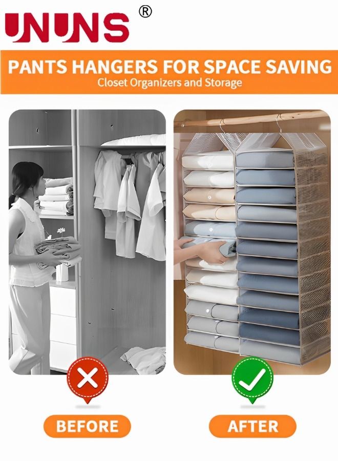 UNUNS Hanging Closet Organizers And Storage,12-Shelf Closet Hanging Storage Shelves,Clothes Organizer,Trouser Hanger Pants,Grey  - Image 4