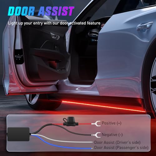 Nilight 8Pcs Aluminum Underglow Neon Accent Strip Lights 396 LEDs RGB Door Assist Multi Color DIY Sound Active Function Music Mode with APP and Remote Control Underbody Light Strips for Car Truck RV - Image 3
