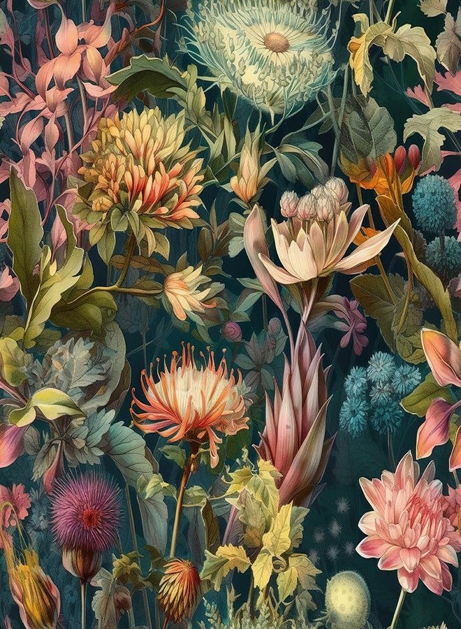 REDAMANCY Magical Forest Wildflowers Fantastic Flowers Plants Peel and Stick Wallpaper Stick on Contact Paper Vintage Wall Paper Easy Peel Off for nightstand Drawer Cabinet Renter - Image 1