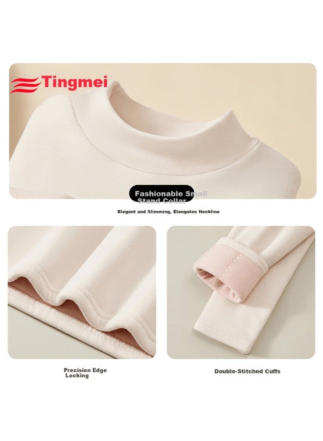 GRACEWELL Tingmei [triple Silk] Fleece-lined Thickened Half Turtleneck Base Layer Top Women's Autumn Winter Thermal Underwear Shirt - Image 4