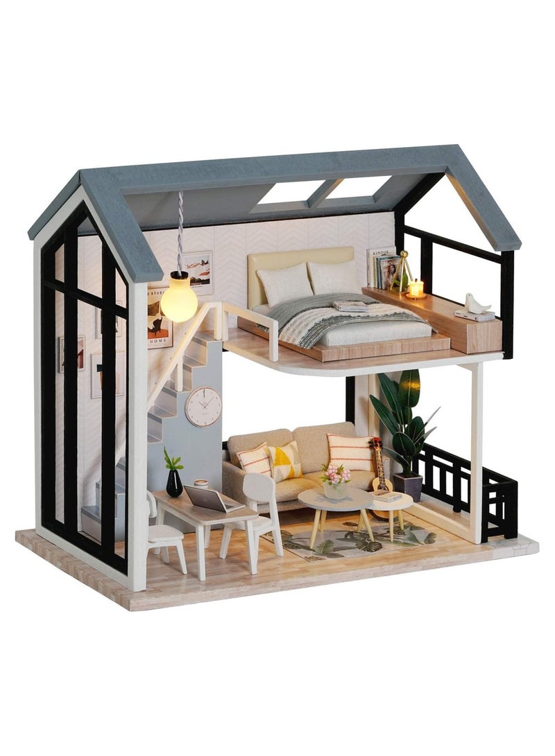 general DIY Mini Doll Kit Handmade Wooden Doll House  Furniture Kit 1:24 Scale Creative Doll House Toy Nordic Apartment Model - Image 1