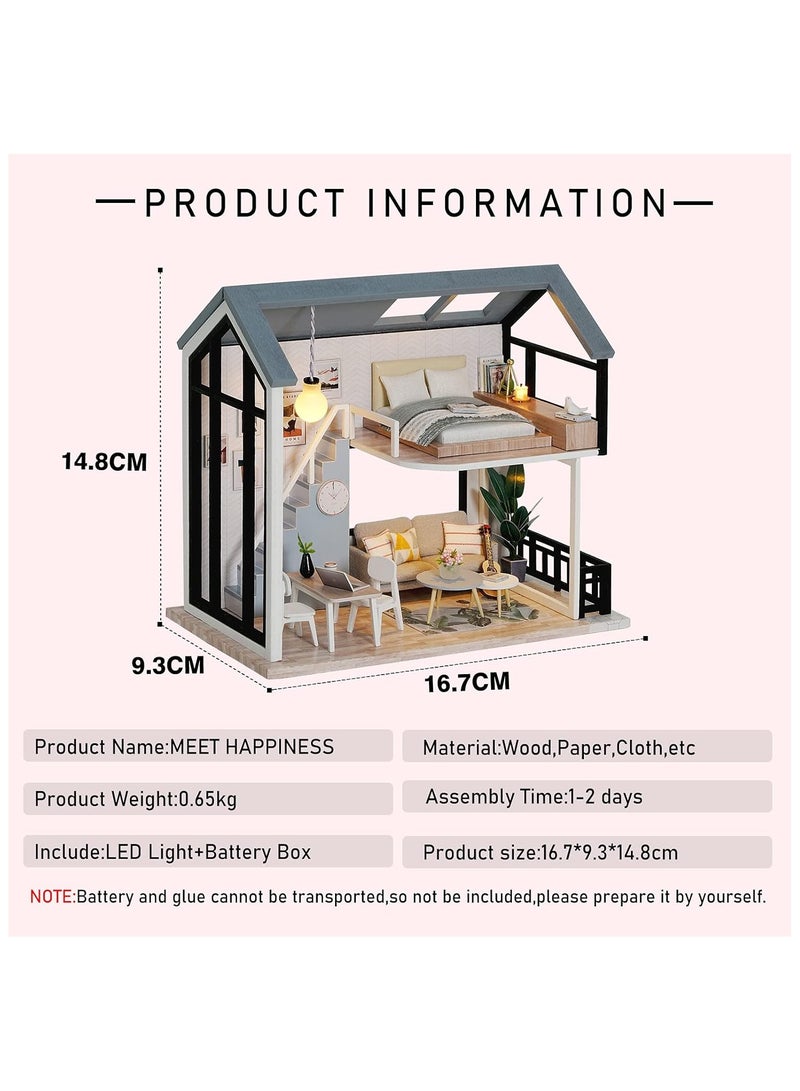 general DIY Mini Doll Kit Handmade Wooden Doll House  Furniture Kit 1:24 Scale Creative Doll House Toy Nordic Apartment Model - Image 2