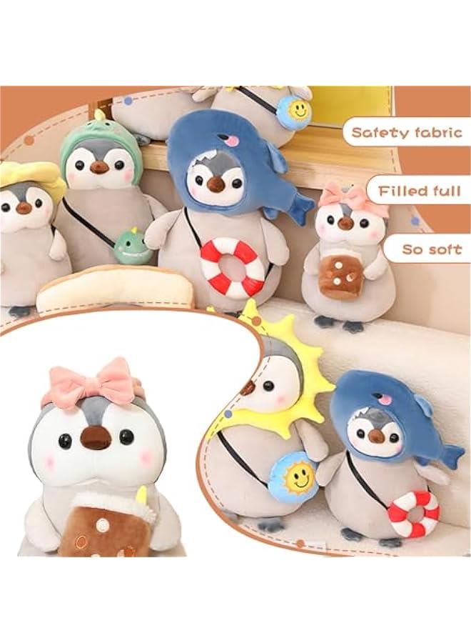 Cute Plush Penguin Stuffed Animal Pillow, 9.8 Soft Kawaii Penguin Plushies with Boba Bubble Tea Outfit Gifts for Kids  - Image 5