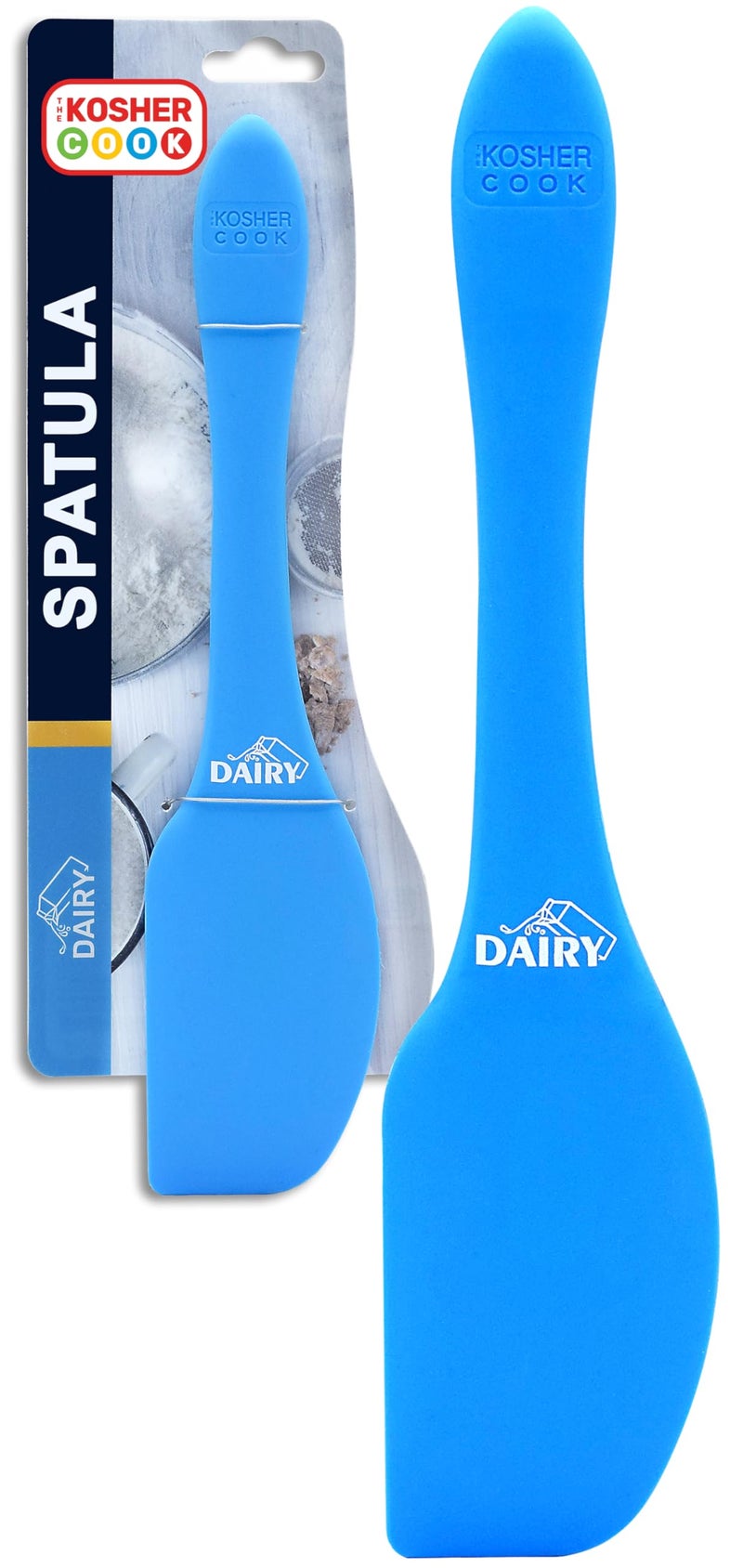 Dairy Blue Silicone Spatula Heavy Duty High Grade Silicone for Cooking and Baking Ergonomic Handle and Comfortable Grip Color Coded Kitchen Tools by The Kosher Cook