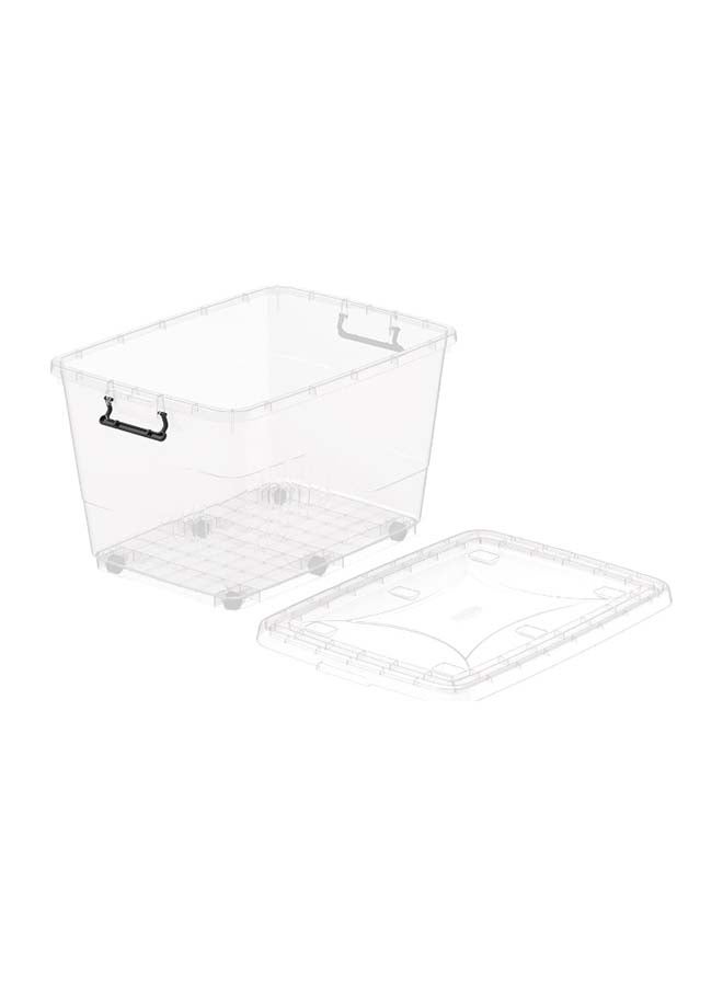 Cosmoplast صندوق تخزين بلاستيكي شفاف سعة 132 لتر مع عجلات وغطاء قابل للقفل (عبوة من 5) - Image 2