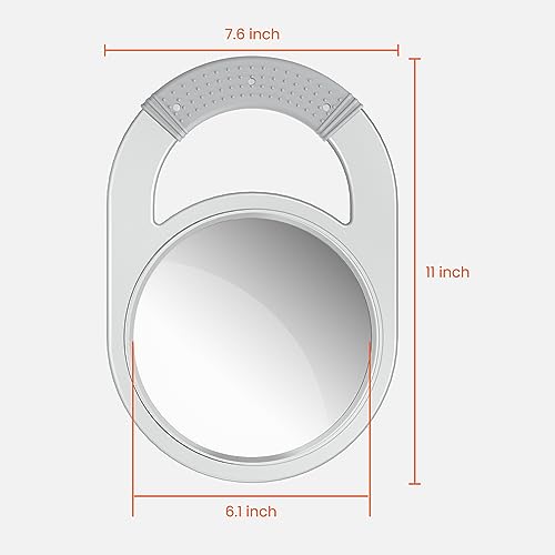 TASALON Unbreakable Hand Mirror, Hand Mirrors with Handle, Salon Barber for Hair, Anti-Slip Hand Held with Rubber Grip for Travel, Makeup, Shaving, Shower, Camping - Silver - Image 2