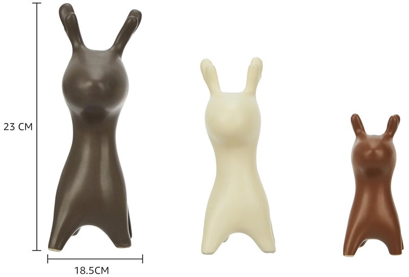 LADROX Home Décor Elk Family Matte Finish Ceramic Figurines - (Set of 3, Matte Brown) - Image 3