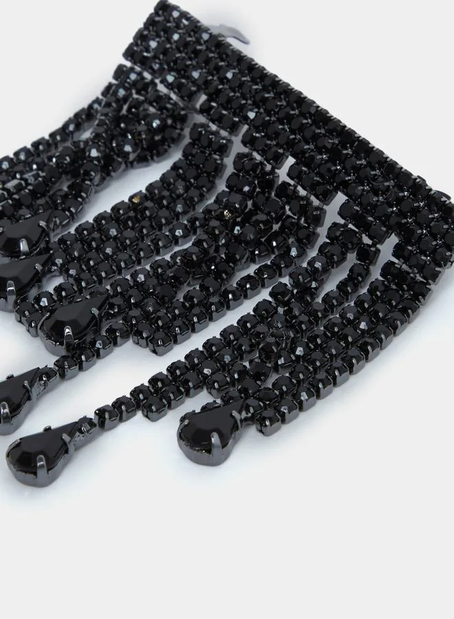 Styli Rhinestone Tassel Detail Hair Clip