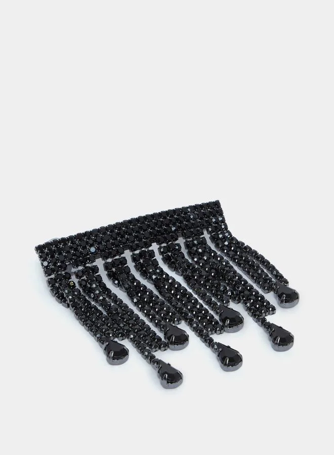 Styli Rhinestone Tassel Detail Hair Clip