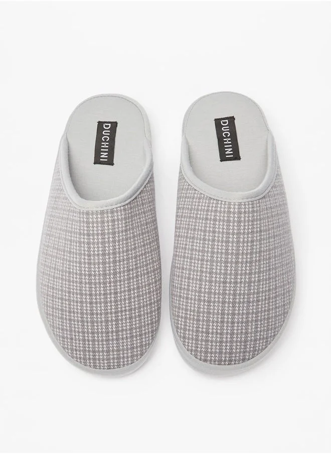 DUCHINI Men's Checked Slip-On Bedroom Slippers