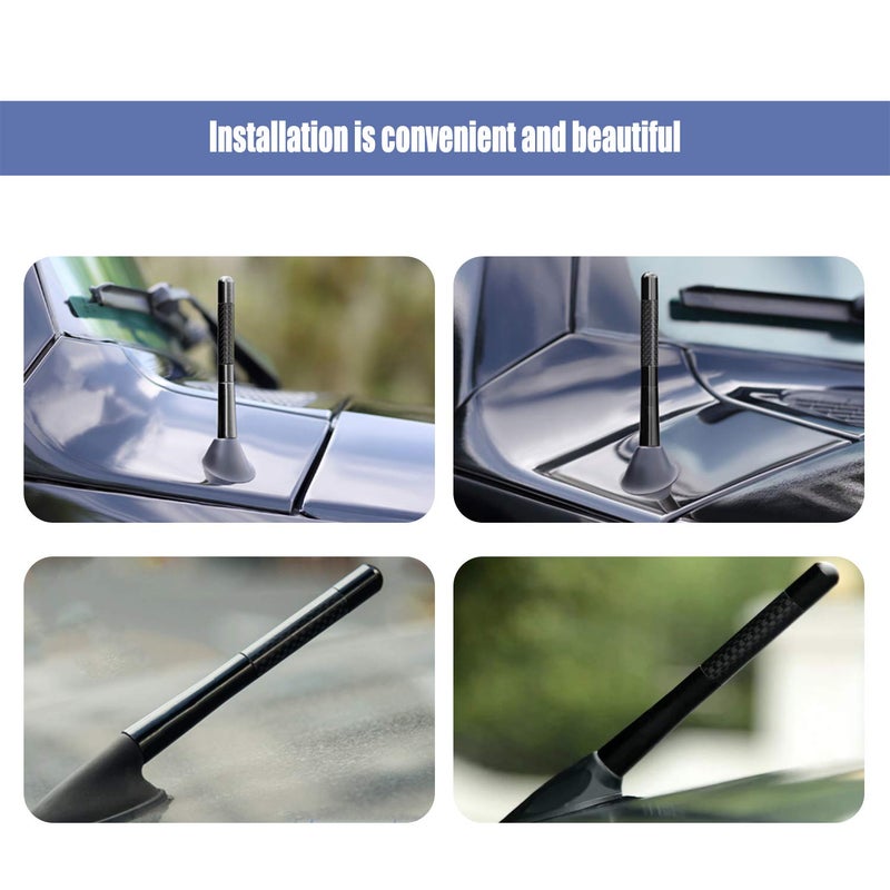 Tecreddy Short Car Antenna Mast Carbon Fiber Truck Vehicle Replacement Antenna 4.7 inch Compatible with Ford, Dodge, Toyota, Nissan, Mazda - Image 5