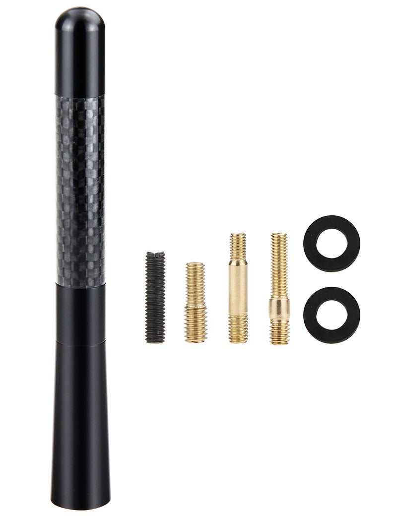 Tecreddy Short Car Antenna Mast Carbon Fiber Truck Vehicle Replacement Antenna 4.7 inch Compatible with Ford, Dodge, Toyota, Nissan, Mazda - Image 1