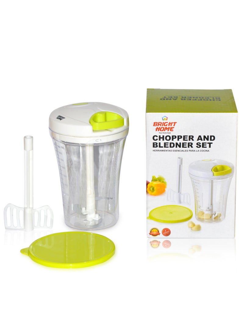 Manual Multi-Function Vegetable Kitchen Food Pull Chopper, Mini Powerful Hand Chopper, High Capacity With 3 sharp Stainless Steel Blades- Versatile Kitchen Assistant