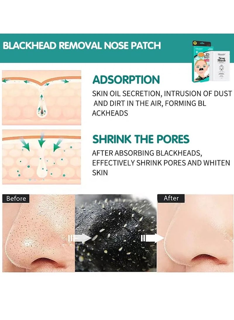 Disunie شرائط إزالة الرؤوس السوداء للأنف - شرائط تنظيف المسام للأنف - شرائط إزالة الرؤوس السوداء للأنف - شرائط الفحم للتنظيف العميق - إزالة الرؤوس السوداء للوجه - شرائط الفحم الطبيعية للرؤوس السوداء 10 قطع - Image 3