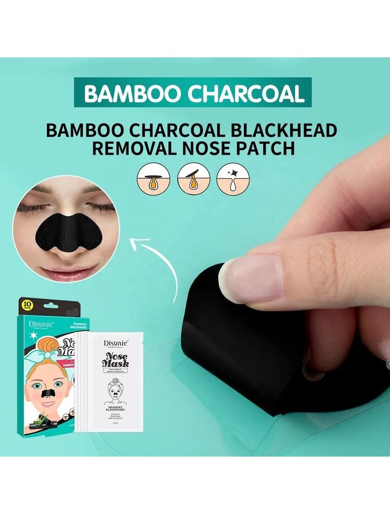 Disunie شرائط إزالة الرؤوس السوداء للأنف - شرائط تنظيف المسام للأنف - شرائط إزالة الرؤوس السوداء للأنف - شرائط الفحم للتنظيف العميق - إزالة الرؤوس السوداء للوجه - شرائط الفحم الطبيعية للرؤوس السوداء 10 قطع - Image 2