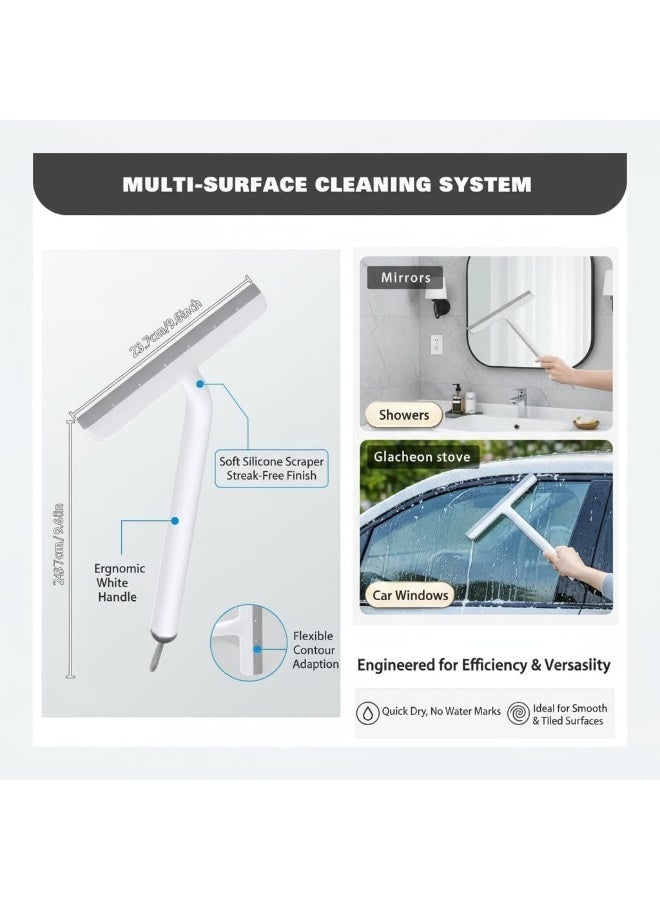 Emerald Glass Doors,10Inch Multi-Purpose Handheld Wiper with Durable Rubber Blad, Streak-Free Scraper for Windows, Mirrors,Tiles,Car Glass,Bathroom and Home Cleaning Tool 360 Degree Foldable Comfortable - Image 4
