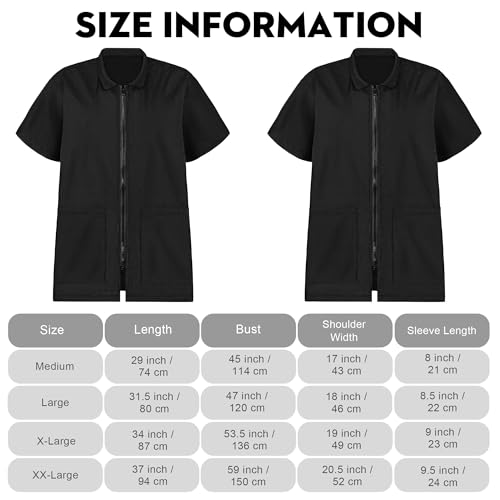 MCEAST 2 Pack Pet Grooming Work Clothes Black Pet Groomer Uniforms with Full Zipper Water Resistant and AntiStatic Pet Smock Clothes Pet Shop Smock Jacket for Women Men Pet Groomer Barber Large - Image 3