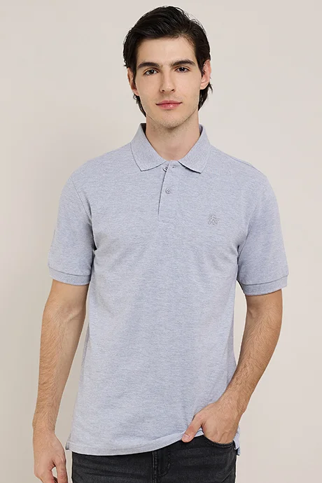 أر أند بي Solid Polo T-Shirt with Short Sleeves