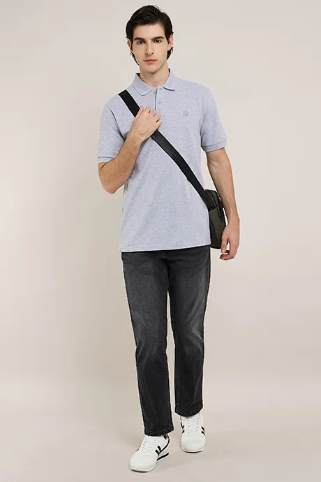 أر أند بي Solid Polo T-Shirt with Short Sleeves