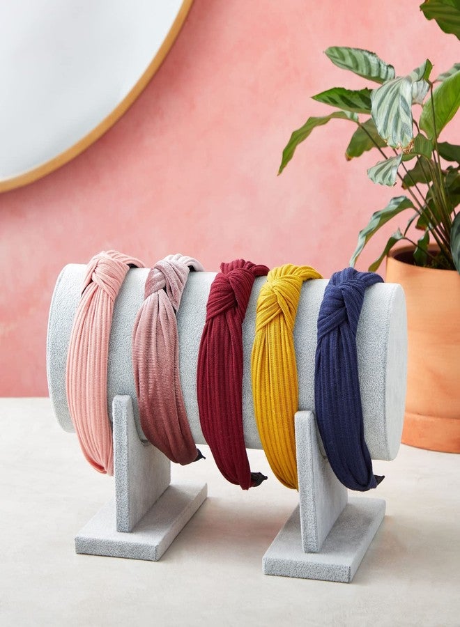 Juvale Velvet Headband Holder Stand - 12.2 x 6.5 x 6.7 Inches, Gray Velvet - Hair Accessories Organizer & Headband Rack - Bracelet Display & Jewelry Stand - Image 2