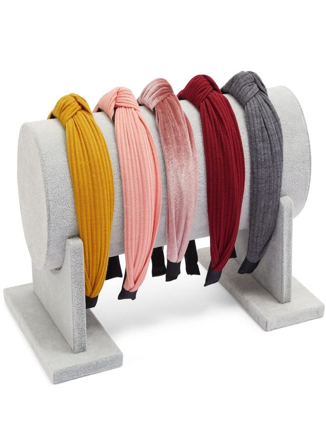 Juvale Velvet Headband Holder Stand - 12.2 x 6.5 x 6.7 Inches, Gray Velvet - Hair Accessories Organizer & Headband Rack - Bracelet Display & Jewelry Stand - Image 1