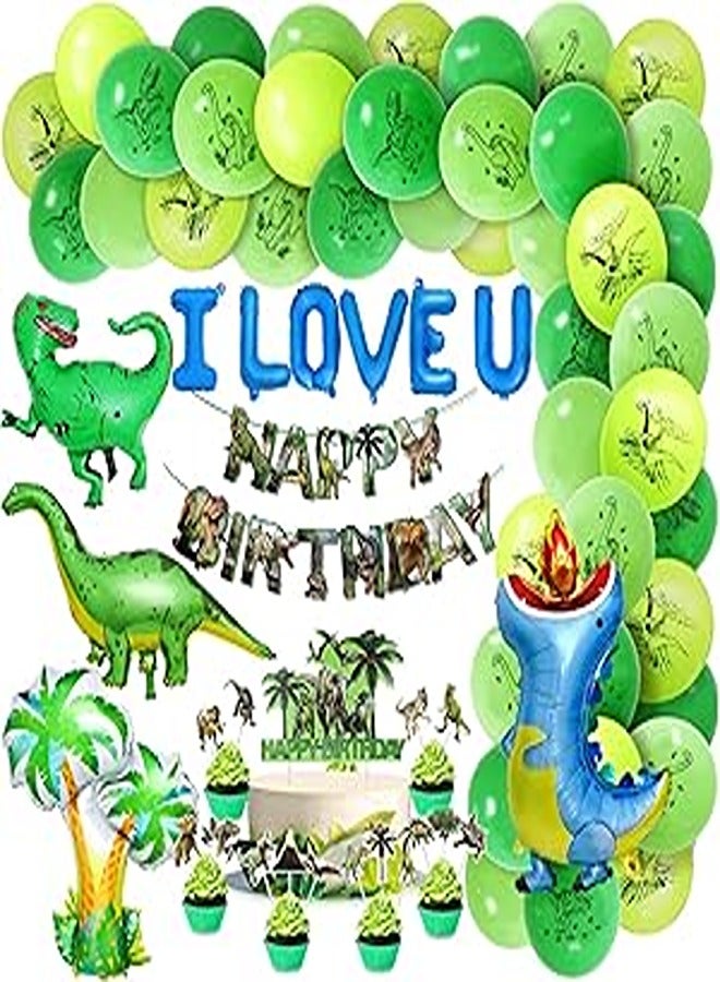 Dinosaur Birthday Party Decoration Set, 131 Pcs Set With Dinosaur Themed Party Favors Include Dinosaurs Balloons, Happy Birthday Banner,Dinosaur Stickers etc, For Kid's Party, Shower, Celebration