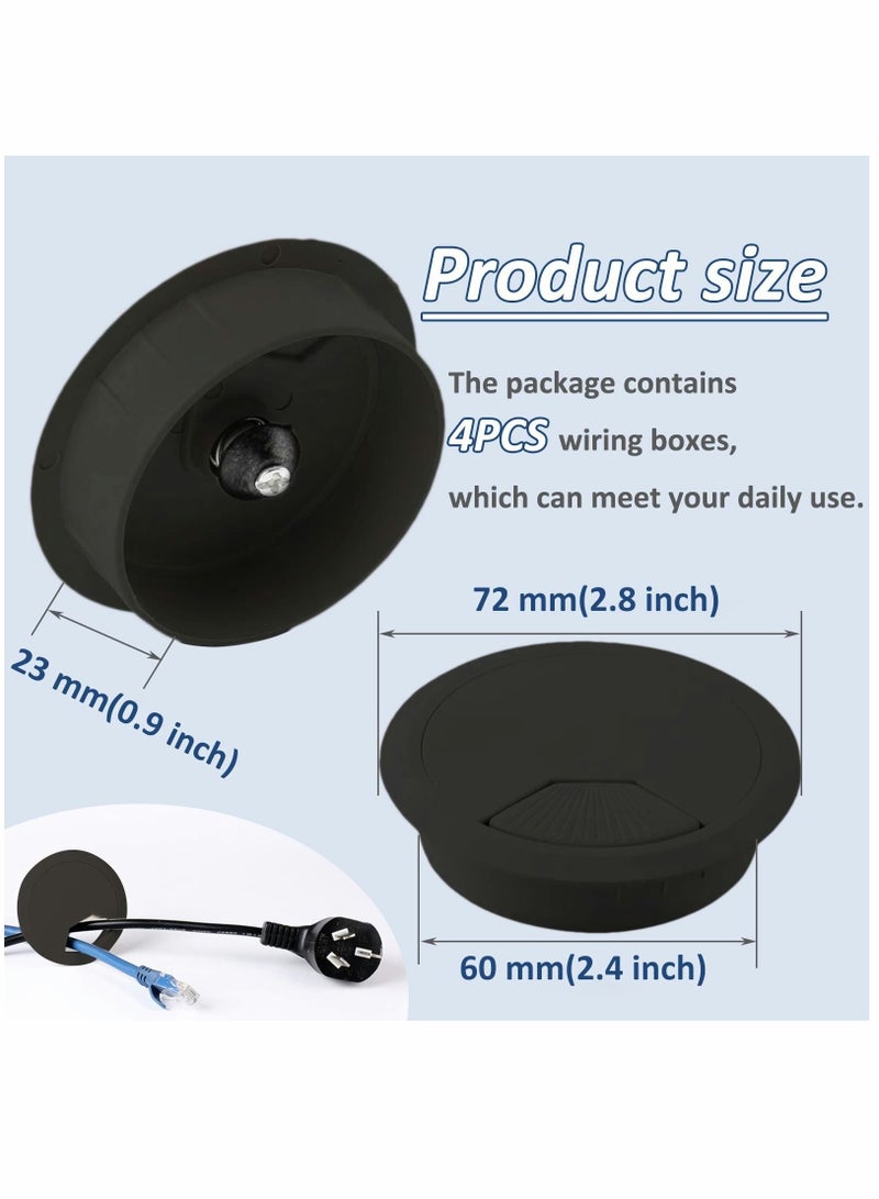 Captaintech 60mm 2.4-inch Desk Circular Cable Ring, Desk Port Hole Cover, Computer Desk Cord Organizer for Home Office, 4pcs - Image 2