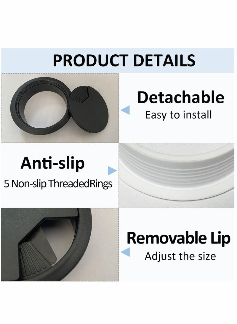 Captaintech 60mm 2.4-inch Desk Circular Cable Ring, Desk Port Hole Cover, Computer Desk Cord Organizer for Home Office, 4pcs - Image 4