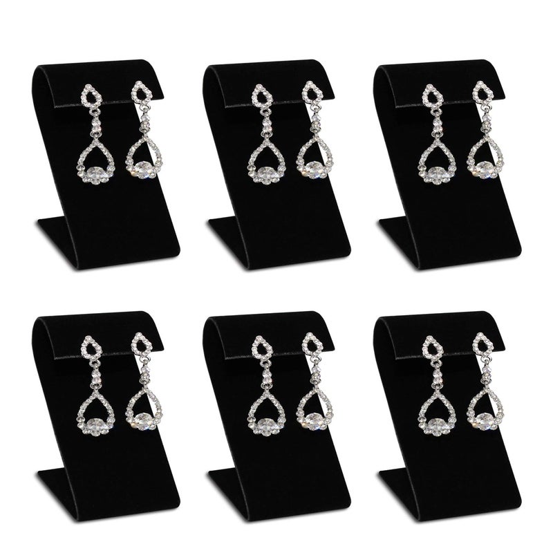 MOOCA 6 Black Velvet Earring Stand Showcase Displays Earring Jewelry Display Stands 3 14 in H Black Velvet