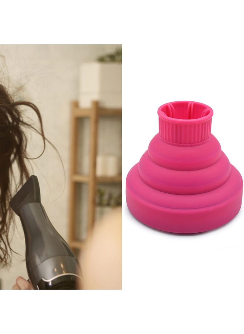 Cryfokt Universal Collapsible Hair Dryer Diffuser, Silicone Blow Dryer Diffuser Attachment Portable Travel Hair Dryer Diffuser for Home Hair Salon, Suitable for Nozzle 1.4 in to 2 in (Rose Red) - Image 3