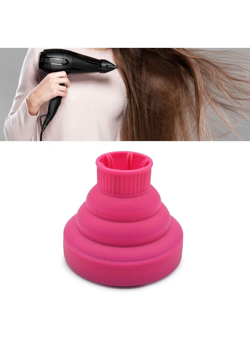 Cryfokt Universal Collapsible Hair Dryer Diffuser, Silicone Blow Dryer Diffuser Attachment Portable Travel Hair Dryer Diffuser for Home Hair Salon, Suitable for Nozzle 1.4 in to 2 in (Rose Red) - Image 4
