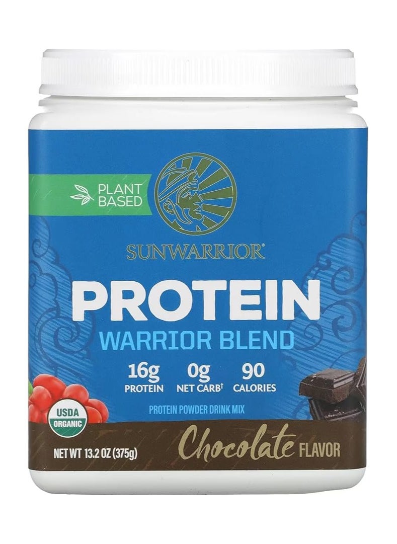 Sunwarrior Sunwarrior Warrior Blend Organic Plant-Based Protein Powder Chocolate – Vegan, Keto-Friendly, 375g  - Image 1