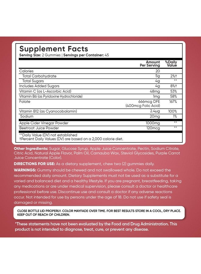 WeightWorld جوارب خل التفاح من ويجت وورلد 1000 ملغ - 90 جواهر - مضاف إليها فيتامين ب6، ب12، ب9 (حمض الفوليك) و ج لتطهير الجسم، وتنظيفه، والهضم، والأيض - نكهة تفاح طبيعية لذيذة - Image 5