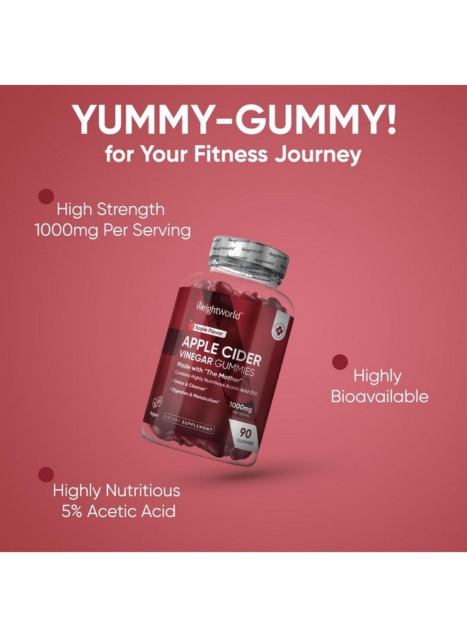 WeightWorld جوارب خل التفاح من ويجت وورلد 1000 ملغ - 90 جواهر - مضاف إليها فيتامين ب6، ب12، ب9 (حمض الفوليك) و ج لتطهير الجسم، وتنظيفه، والهضم، والأيض - نكهة تفاح طبيعية لذيذة - Image 2