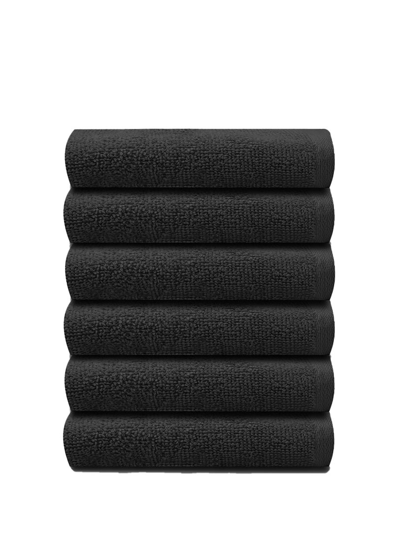 REZLAN UAE REZLAN Premium 6-Piece Washcloth Set - 100% Cotton (30×30 cm/12×12 in) - Exfoliating & Absorbent - CHARCOAL  - Image 1