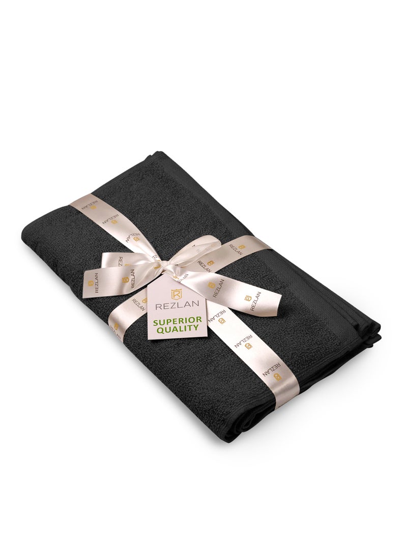 REZLAN UAE REZLAN Premium 6-Piece Washcloth Set - 100% Cotton (30×30 cm/12×12 in) - Exfoliating & Absorbent - CHARCOAL  - Image 4